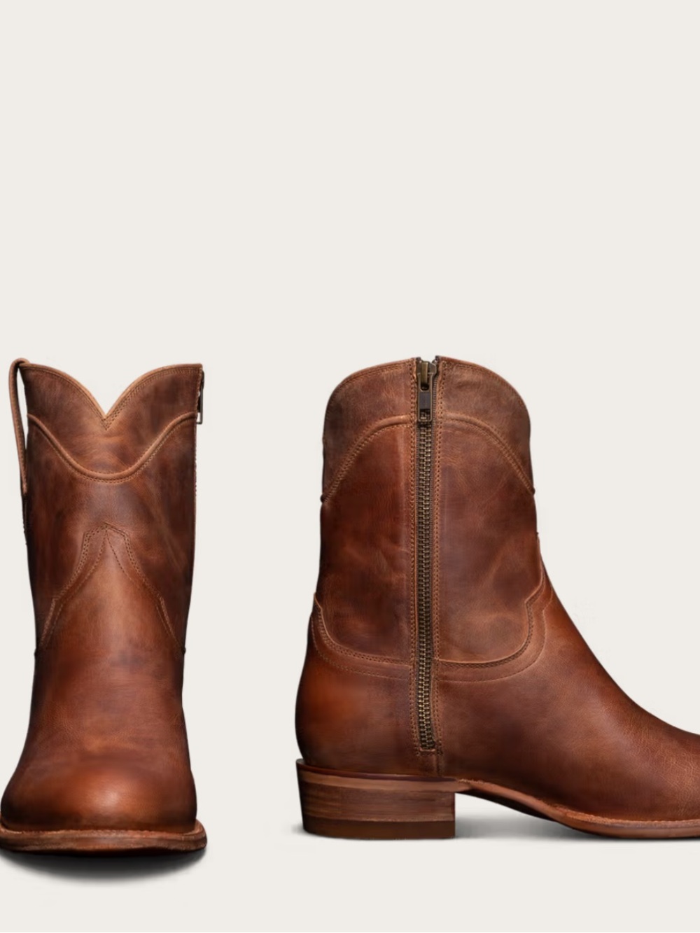 Tecovas Brown Leather Short Western Zip Boo